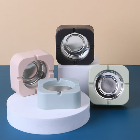 Ludlz Portable Creative Tinplate Square Ashtray Holder Cigarette Ash Storage Box Case