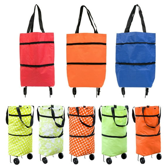 Ludlz Portable Folding Shopping Trolley Cart Lightweight Luggage Wheels Bag