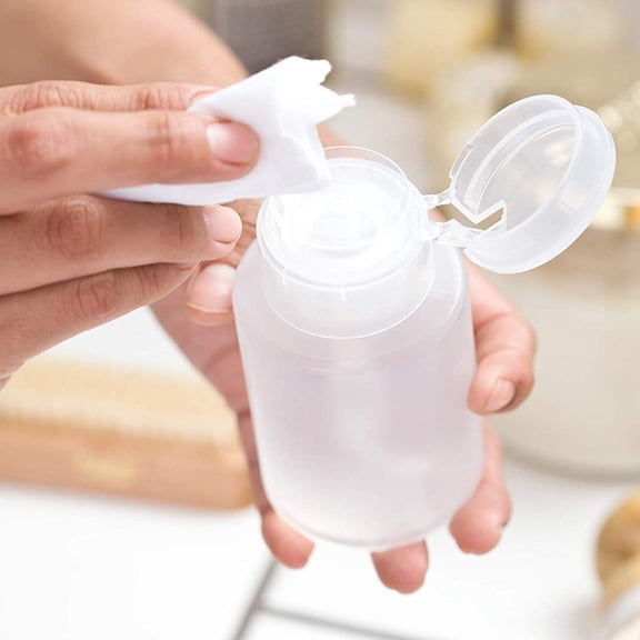 Ludlz Push Down Empty Lockable Pump Dispenser Bottle for Nail Polish and Makeup Remover,Press Bottle Empty Portable 60ml Nail Polish Remover Container for Liquids