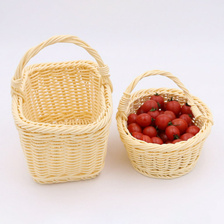 Ludlz Rattan Woven Wicker Picnic Baskets | Little Red Riding Hood Basket  for Kids | Hand Woven Wicker Great for Easter Basket | Storage of Plastic