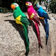 Windfall Realistic Large Parrot Lifelike Bird Ornament Resin Animal Model Statues DIY Lawn Sculpture Tree Decor 45cm Faux Foam Parrot Model Feather Lawn Ornament Animal Bird Garden Decoration