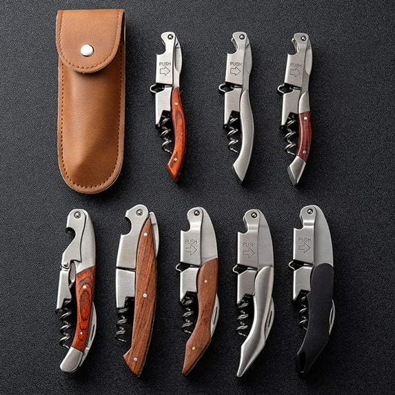 Ludlz Red Wine Opener Labor-saving Wine Cork Remover Stainless-Steel Corkscrew with Wooden Handle for Kitchen Bar