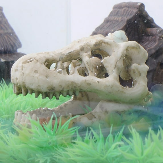 Ludlz Resin Aquarium Simulation Dinosaur Skull House Cave Fish Tank Landscape Ornament