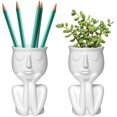 thumbnail image 1 of Ludlz Resin Head Planter Face Flower Pot 6 inch Tiny Human Shaped Flower Vases Succulents Pots Desktop Decoration for Home Office Indoor Outdoor Gardening Ornament, 1 of 8