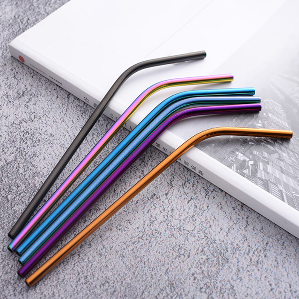 Ludlz Reusable Stainless Steel Metal Straws Long Drinking Straws 