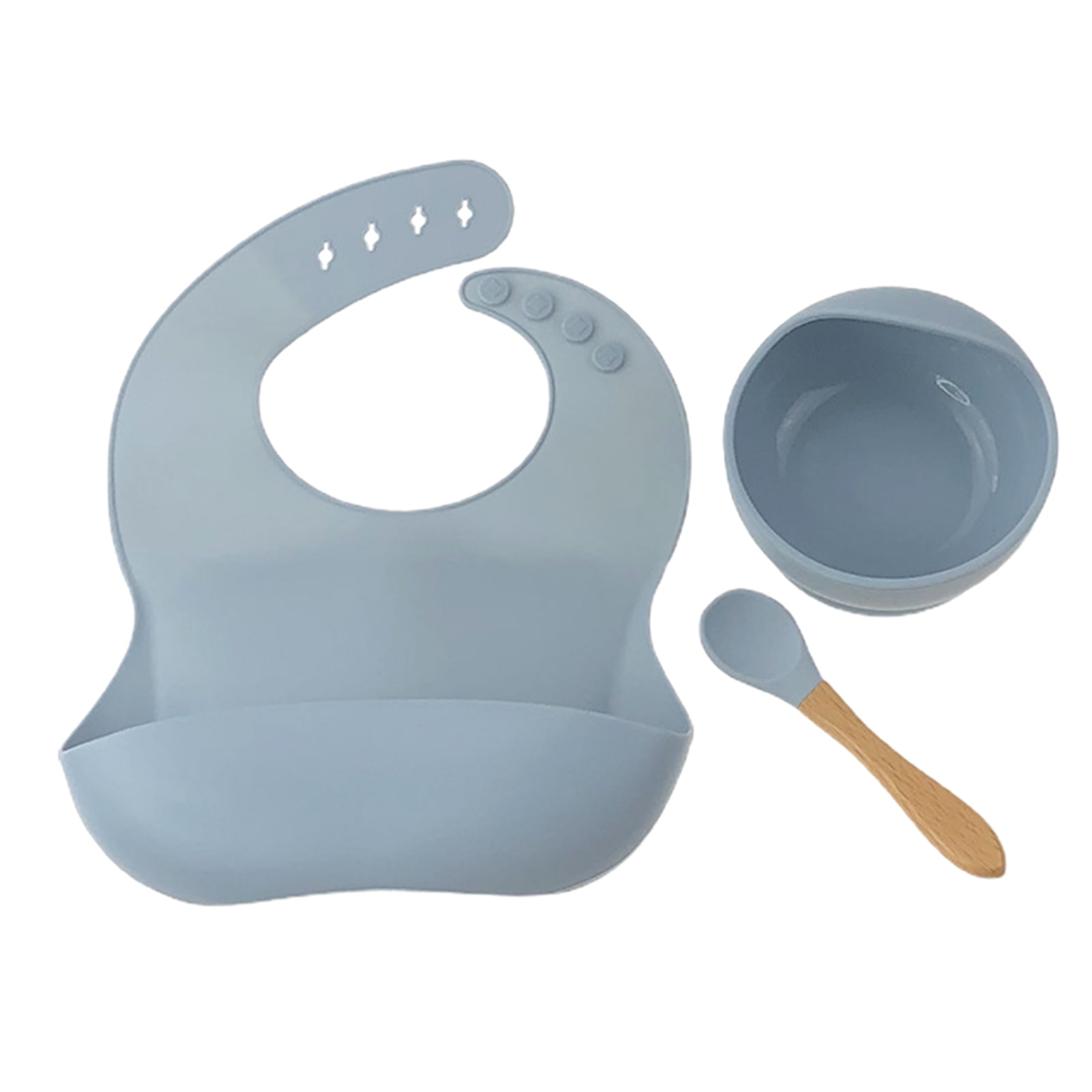 Ludlz Silicone Baby Feeding Sets, Baby Feeding Utensils Silicone Baby Bib Silicone Suction Bowl