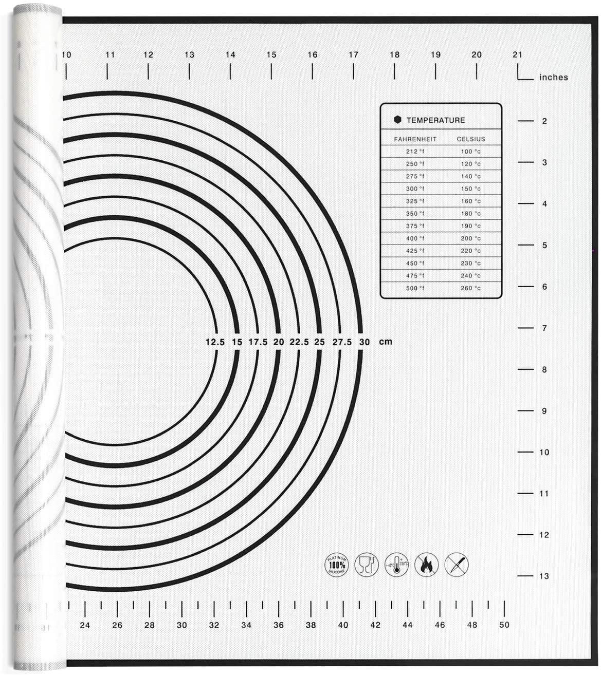 Ludlz Silicone Baking Mat Non Slip Pastry Mat with Measurement Non