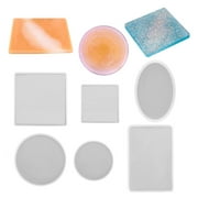 Ludlz Silicone Resin Molds Set, Large Size Irregular Coaster Molds Regular Flexible Geode Agate Resin Molds Glitter for Making Coasters Cups Mats Home Decoration
