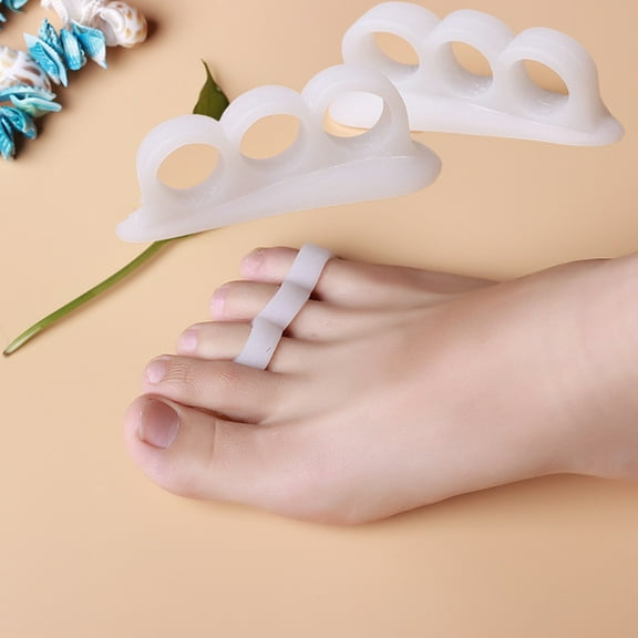 Ludlz Small Toe Soft Silicone 3 Holes Orthotics Bunion Tail Toe Straightener Separator Spreader Corrector Adjuster Foot Pain Relief Hallux Valgus Orthosis Straighten Foot Care Tool