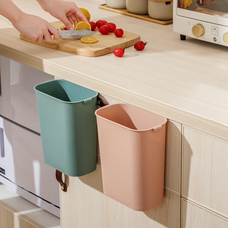 Ludlz Small Trash Can, Hanging Waste Bin Under Kitchen Sink, Plastic  Wastebasket Over Cabinet Door Home Kitchen Slide Cover Hanging Trash Rubbish  Garbage Can Waste Paper Basket 