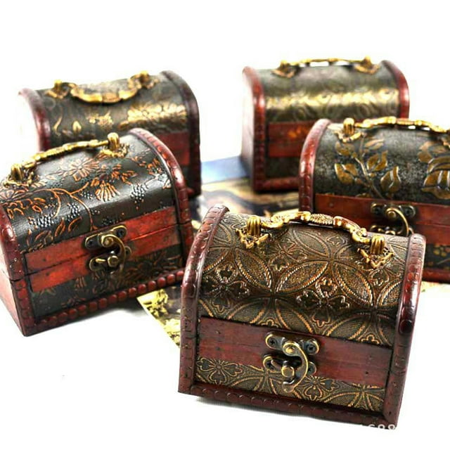 Ludlz Small Vintage Jewelry Treasure Lock Storage Handmade Wooden