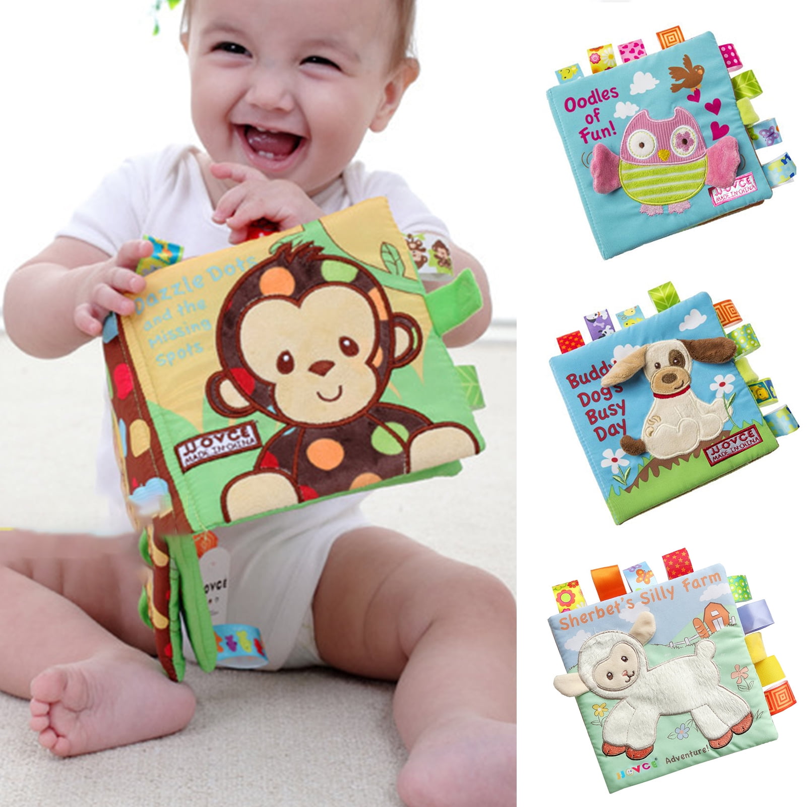 Ludlz Soft Cloth Book, Soft Activity Crinkle Baby Books Toys for Early ...