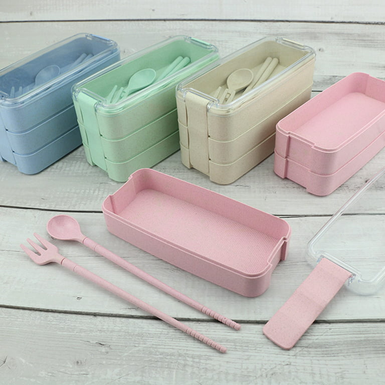 Leakproof Double layer Lunch Box With Spoon And Fork For - Temu