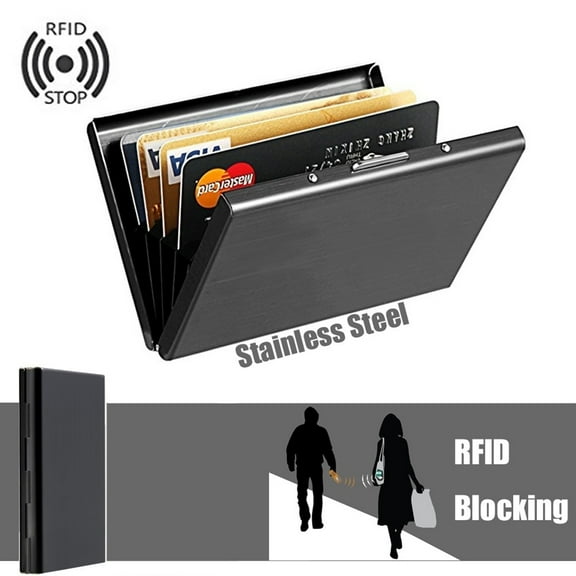 Ludlz Stainless Steel Business ID Credit Card Holder RFID Blocking Protector Case Box