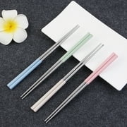 Ludlz Stainless Steel Chopsticks Polished Reusable Chopsticks, Dishwasher-safe, Non-Slip, Metal Square Chopsticks as Present Gift Fit Kitchen Dinner