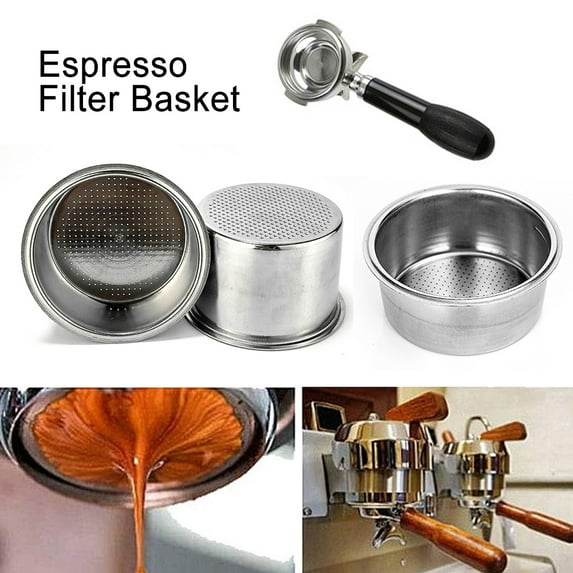 Ludlz Stainless Steel Coffee Filter, Double Cup Coffee 51mm Single Wall non-pressurized Porous Filter Basket Coffee Machine Filter Cup Bowl for Delonghi EC5 EC7 EC9