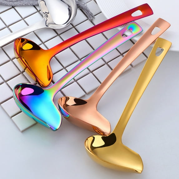 Ludlz Stainless Steel Duck Mouth Oil Spoon Hanging Hot Pot Soup Ladle Scoop Tableware
