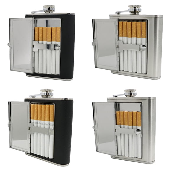 Ludlz Stainless Steel Flask Set Leakproof Flask Cigarette Case 5/6oz Stainless Steel Hip Flask Wine Liquor Alcohol Drinkware Great Groommans or Bridal Wedding Gift