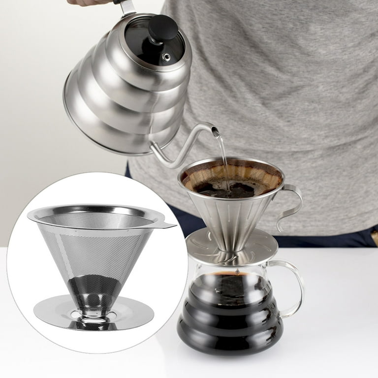 Pour Over Coffee Maker 400ML Stainless Steel Reusable Filter Real Wood –  Luv Muggs