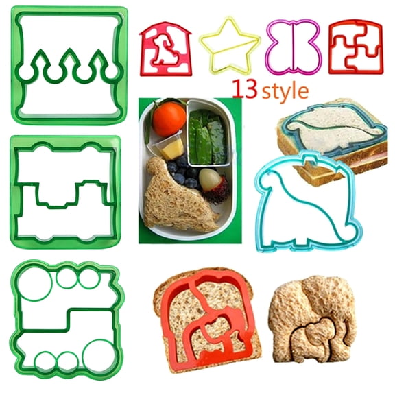 Ludlz Stainless Steel Sandwiches Cutter set, Sandwiches Cutter Cookie Cutter -Food Grade Cookie Cutter Mold for Kids Cutter Mold Animal Shape Eco-friendly Silicone DIY Cartoon Pattern