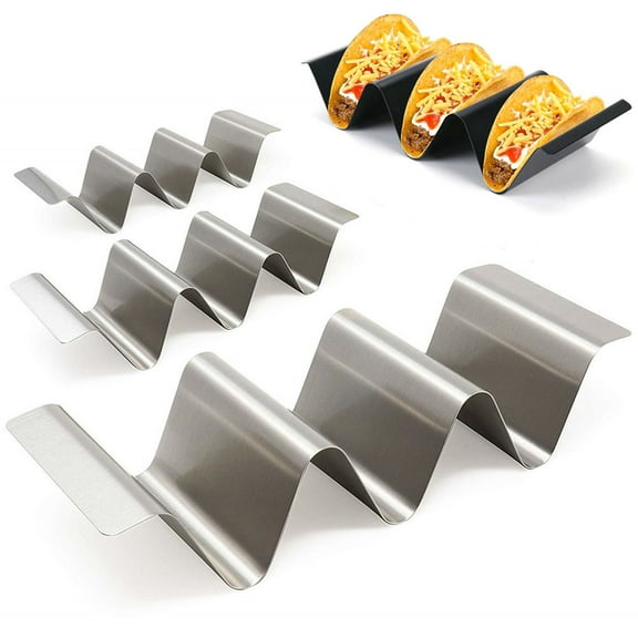 Ludlz Stainless Steel Taco Holder Rack Stand Wave Shape Tray Kitchen Cooking Tool