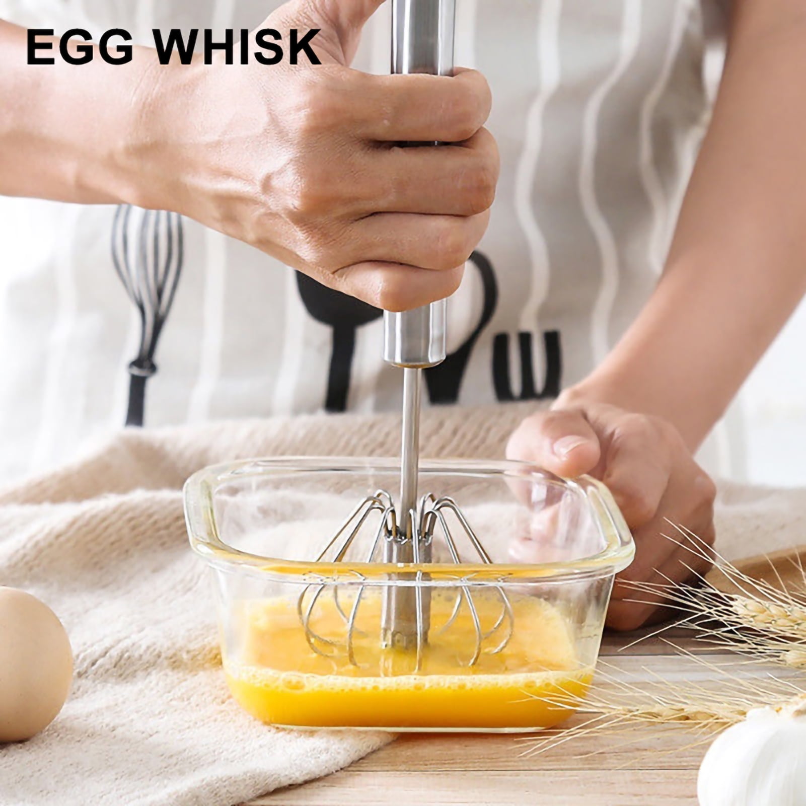 Whisks,Stainless Steel Semi-automatic Egg Whisk,Milk & Egg Beater,Whisk  Kitchen Tool For Blending,Beating,and Stirring,2 Packs