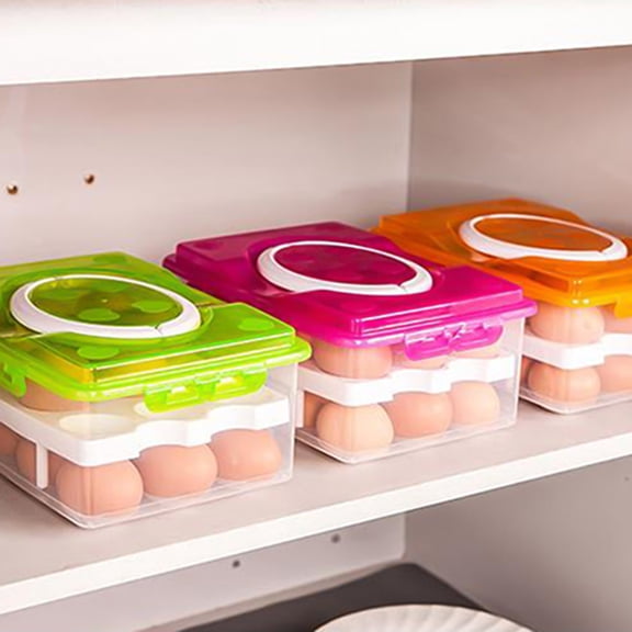 Ludlz Storage Box Double Layers 24 Grids Large Capacity Egg Holder for Refrigerator, Household Egg Fresh Storage Box for Fridge, Multi-Layer Chicken Egg Storage Container