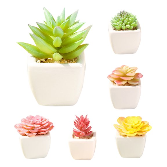 Ludlz Succulents Plants Artificial, Mini Artificial Succulents Desk Plant Faux Succulents in Pots Fake Succulents Plant Decor Plastic not Easy to Break