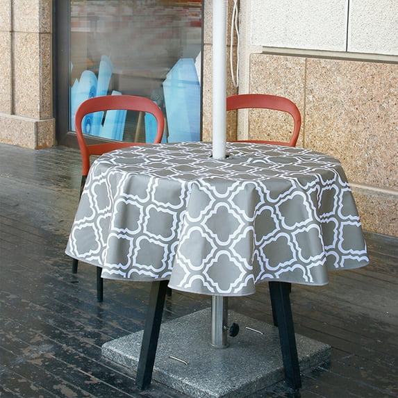Ludlz Table Cover Zippered Wrinkle Resistant Polyester Water-proof Tablecloth for Home