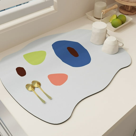 Ludlz Table Mat Non Slip Water Absorption Quick-drying Diatomite Cartoon Countertop Diatom Mud Absorbent Mat for Daily Use
