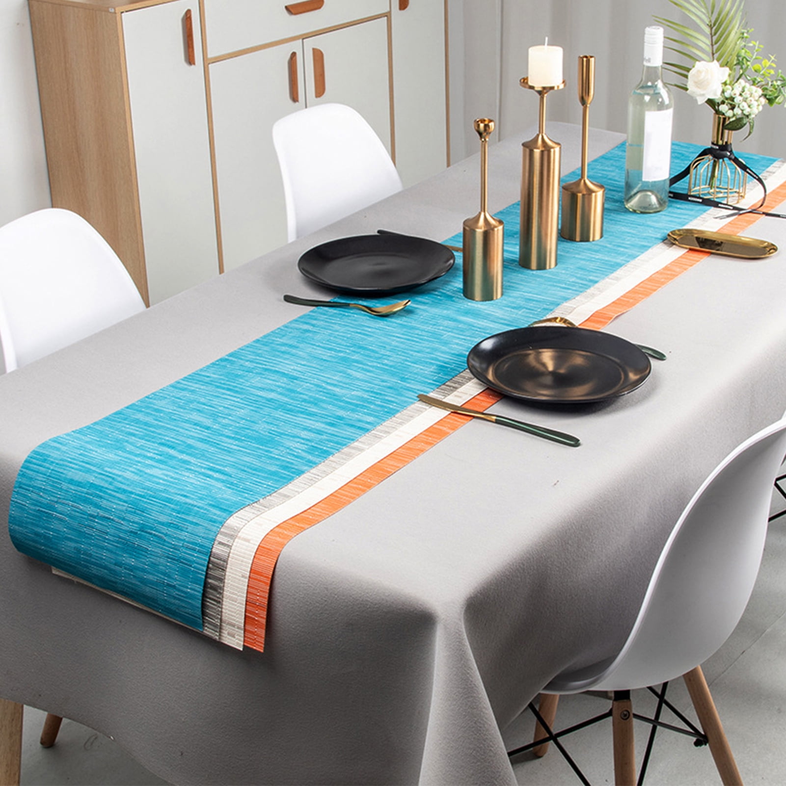 Pvc Table Runner Ludlz Table Runner Bamboo Texture Heat Insulation PVC Wedding Party ...
