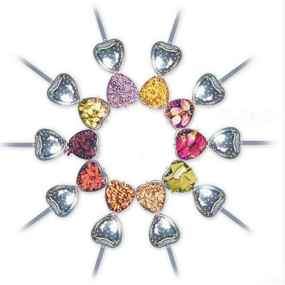 Ludlz Tea Filter Long Grip Stainless Steel Mesh Heart Shaped - Strainer Infuser Spoon for Loose Leaf Tea and Mulling Spices Perfect Pincer Tea Ball With Long Handled