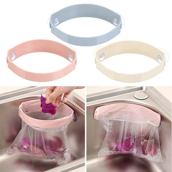 Ludlz Trash Bag holder Creative Sucker Folding Garbage Storage Rack for Kitchen,Office,Dorm Room,Hanging Trash Can, under Cabinet Hanger Rack,Space Saving Garbage Hook
