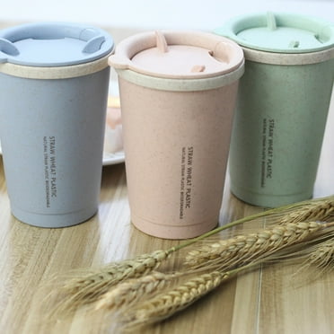 Ludlz Travel Mug Leakproof Rice Husk Fibre, BPA-Free, Double Wall Insulation Reusable Coffee Cups, On-The-Go Travel Mug, Screw Tight Lid, Textured Grip, Ultra Lightweight