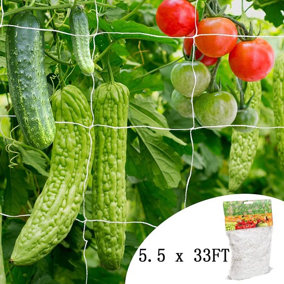 Ludlz Trellis Netting, Heavy-Duty Polyester Plant Trellis Netting, Square Mesh Net for Climbing Plant, Fruits, Vegetables, Vines, Grow Tents (1 Pack, White)5.5 x 33FT