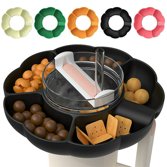 Ludlz Tumbler Snack Bowl Food Grade Smooth No Odor Solid Color Reusable Snack Ring 5 Compartment Water Cup Upper Snack Tray