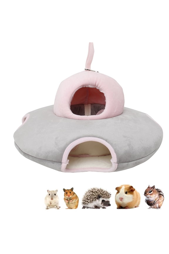 Ludlz UFO Shape Hamster Hammock, Rat Hamster Bed Tunnel Winter Warm Fleece Small Pet Squirrel Hedgehog Chinchilla Rabbit Guinea Pig Bed House Cage Nest Hamster Accessories