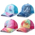 thumbnail image 1 of Ludlz Unisex Baseball Cap, Tie Dye Distressed Messy Bun Criss Cross Baseball Hats Hat Trucker Mesh Sun Hat, 1 of 7
