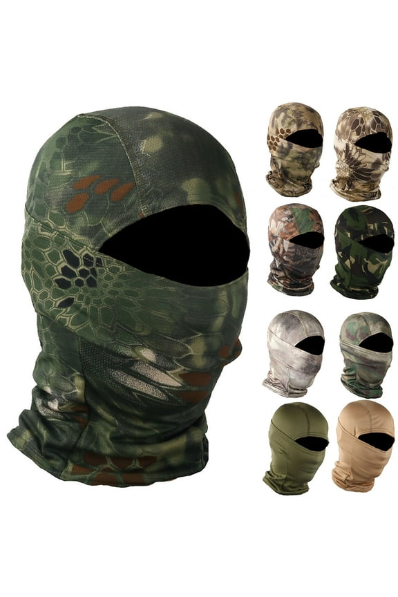 Unisex Camo Face Cover Bandana Balaclava Hood Headwear for Men Women Tactical Training Cycling Ski Wind-Resistant Hunting