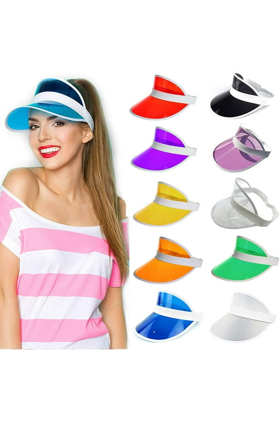 Unisex Candy Color Sun Visors Hats Plastic Clear UV Cap for Sports Outdoor Activities