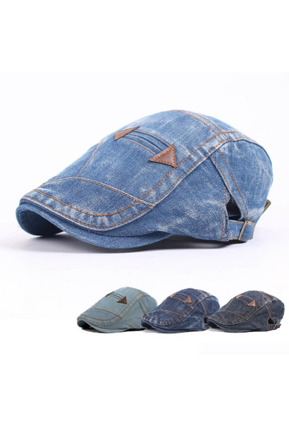 Ludlz Unisex Denim Newsboy Hats Flat Ivy Gatsby Cabbie Driving Berets Hat Cotton Dad Cap for Men Women