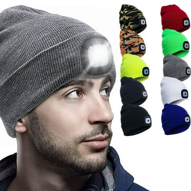 Ludlz Unisex LED Beanie Hat with Light, Headlamp Beanie, Gifts for Dad Father Men Husband Warm Knitted Cap