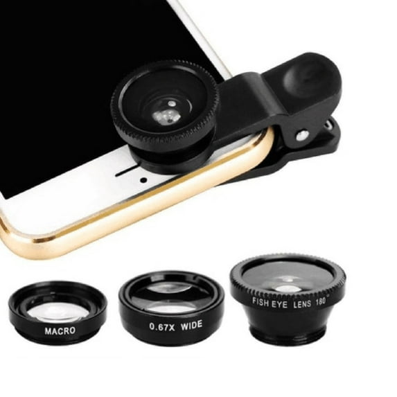 Ludlz Universal 3 in 1 Cell Phone Camera Lens Kit for Smartphones Including - Fish Eye Lens / 2 in 1 Macro Lens & Wide Angle Lens Universal Clip