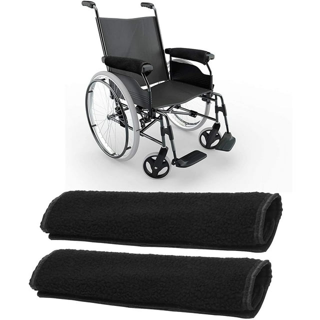 Ludlz Wheelchair Armrest Pads, 2PCS Sheepskin Fleece Wheelchair Armrest
