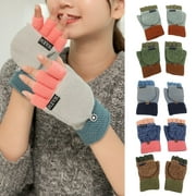 Ludlz Winter Knitted Convertible Fingerless Gloves Mittens Warm Mitten Glove for Women and Men