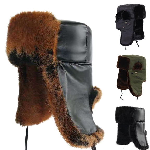 Ludlz Winter Trapper Hat - Russian Ushanka Trooper Aviator Hats for Men & Women - Snow Eskimo Hat with Ear Flaps for Cold Weather