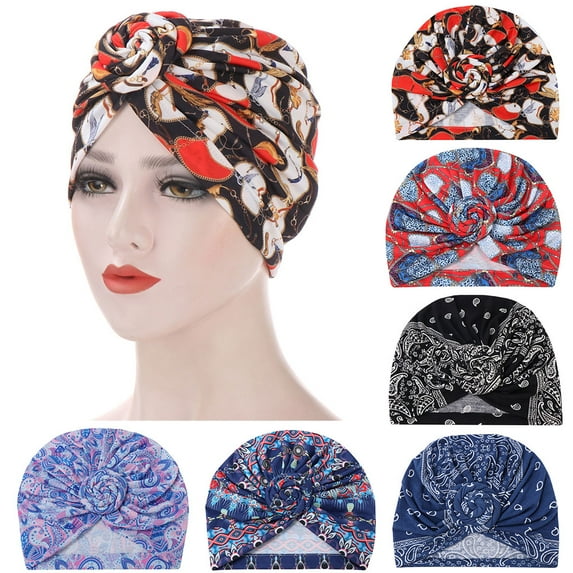 Ludlz Women African Turban Flower Knot Pre-Tied Bonnet Beanie Cap Headwrap