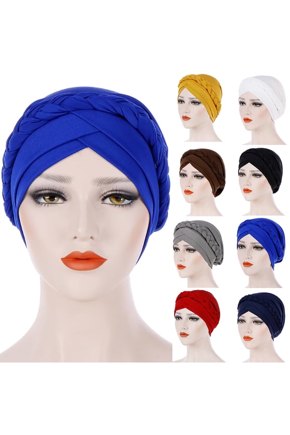 Women Chemo Cancer Turbans Cap Twisted Braid Hair Cover Wrap Turban Headwear Muslim Hijab