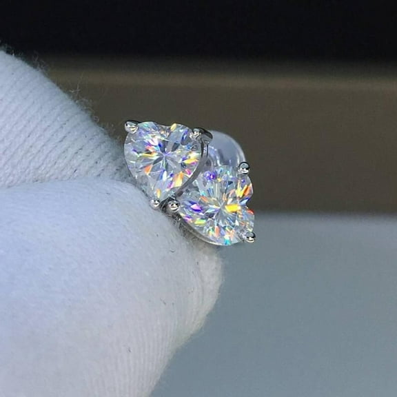 Ludlz Women Colorful Heart Cubic Zirconia Inlaid Ear Stud Earrings Party Jewelry Gift