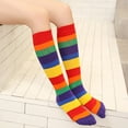 thumbnail image 1 of Ludlz Women Girls Colorful Striped Knee Socks High Witch Knee Socks High Socks Rainbow Color Stripe Kids Girl Boy Autumn Elastic Knee High Socks Stockings, 1 of 6